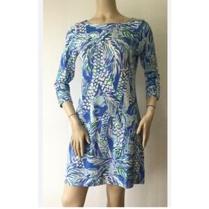Lilly Pulitzer Womens T-shirt Dress Size M Blue Monkey Preppy Beach Resort Vacay